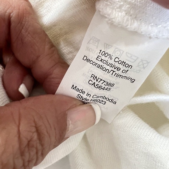 J Crew Top M white embroidered ruffle Off The shoulders blouse cotton knit - Picture 12 of 16